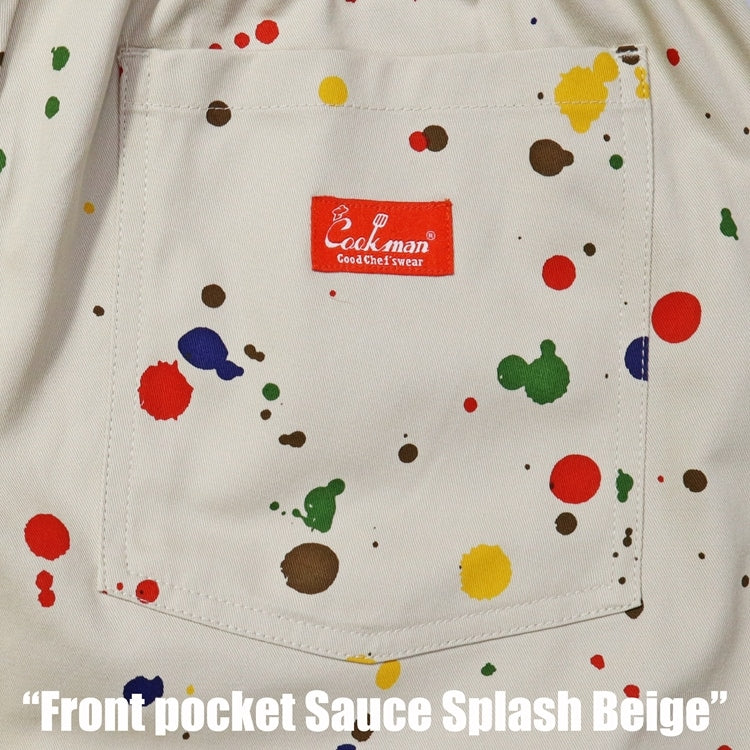 シェフパンツ Chef Pants Short Front pocket Sauce Splash Beige 231-41980