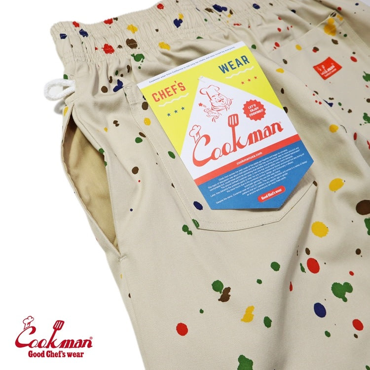 シェフパンツ Chef Pants Short Front pocket Sauce Splash Beige 231-41980