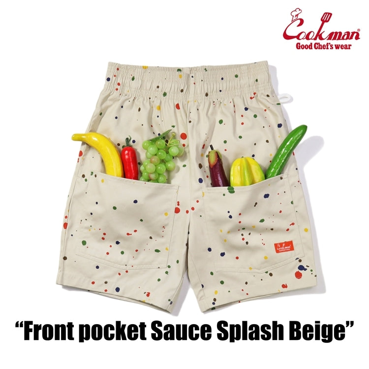 シェフパンツ Chef Pants Short Front pocket Sauce Splash Beige 231-41980