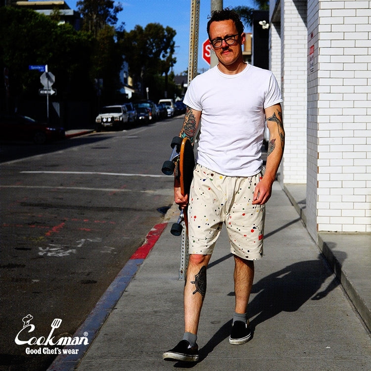 シェフパンツ Chef Pants Short Front pocket Sauce Splash Beige 231-41980