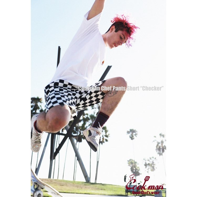 シェフパンツ Chef Pants Short Checker Black 231-32940