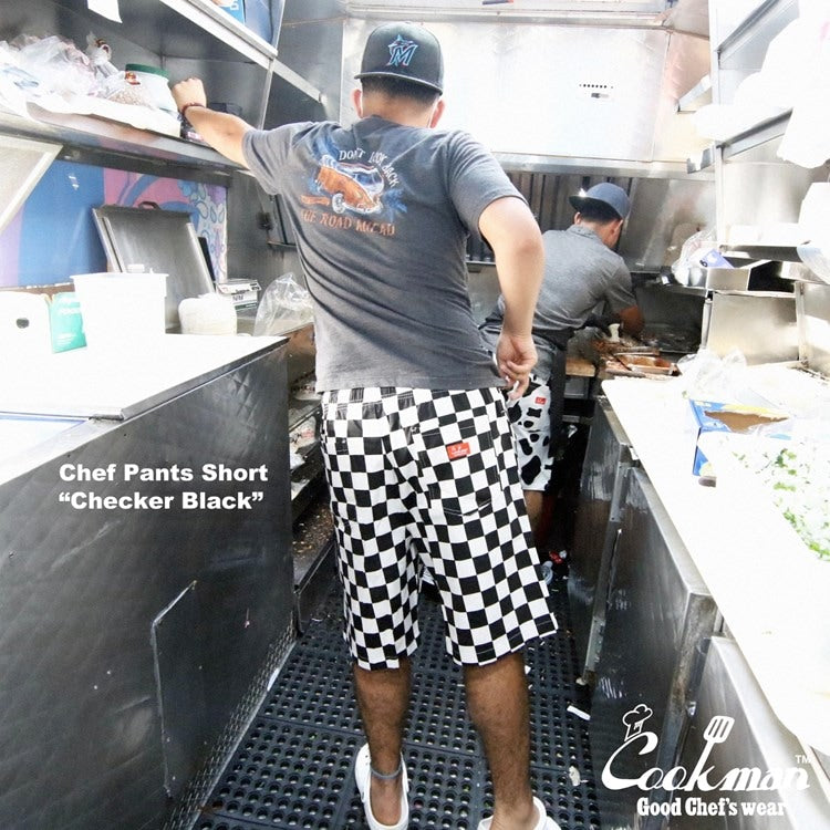 シェフパンツ Chef Pants Short Checker Black 231-32940