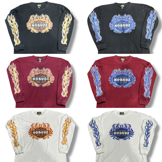 NOBUDZ TRIPLE FLAMES LONG SLEEVE TEE