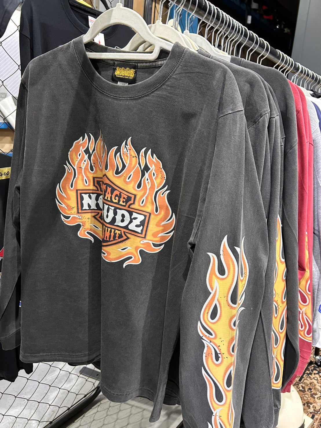 NOBUDZ TRIPLE FLAMES LONG SLEEVE TEE