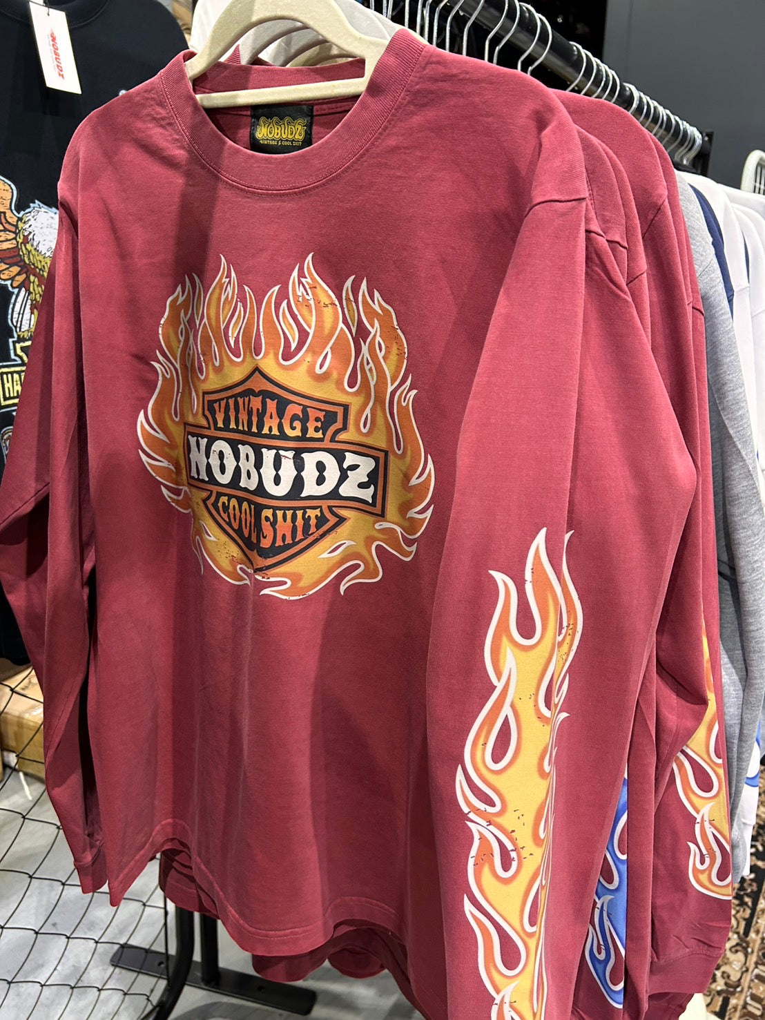 NOBUDZ TRIPLE FLAMES LONG SLEEVE TEE
