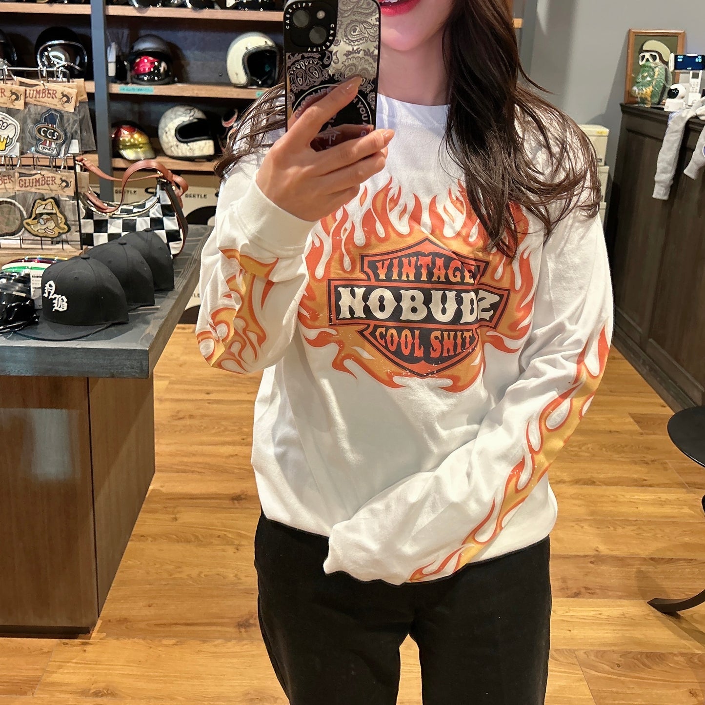 NOBUDZ TRIPLE FLAMES LONG SLEEVE TEE