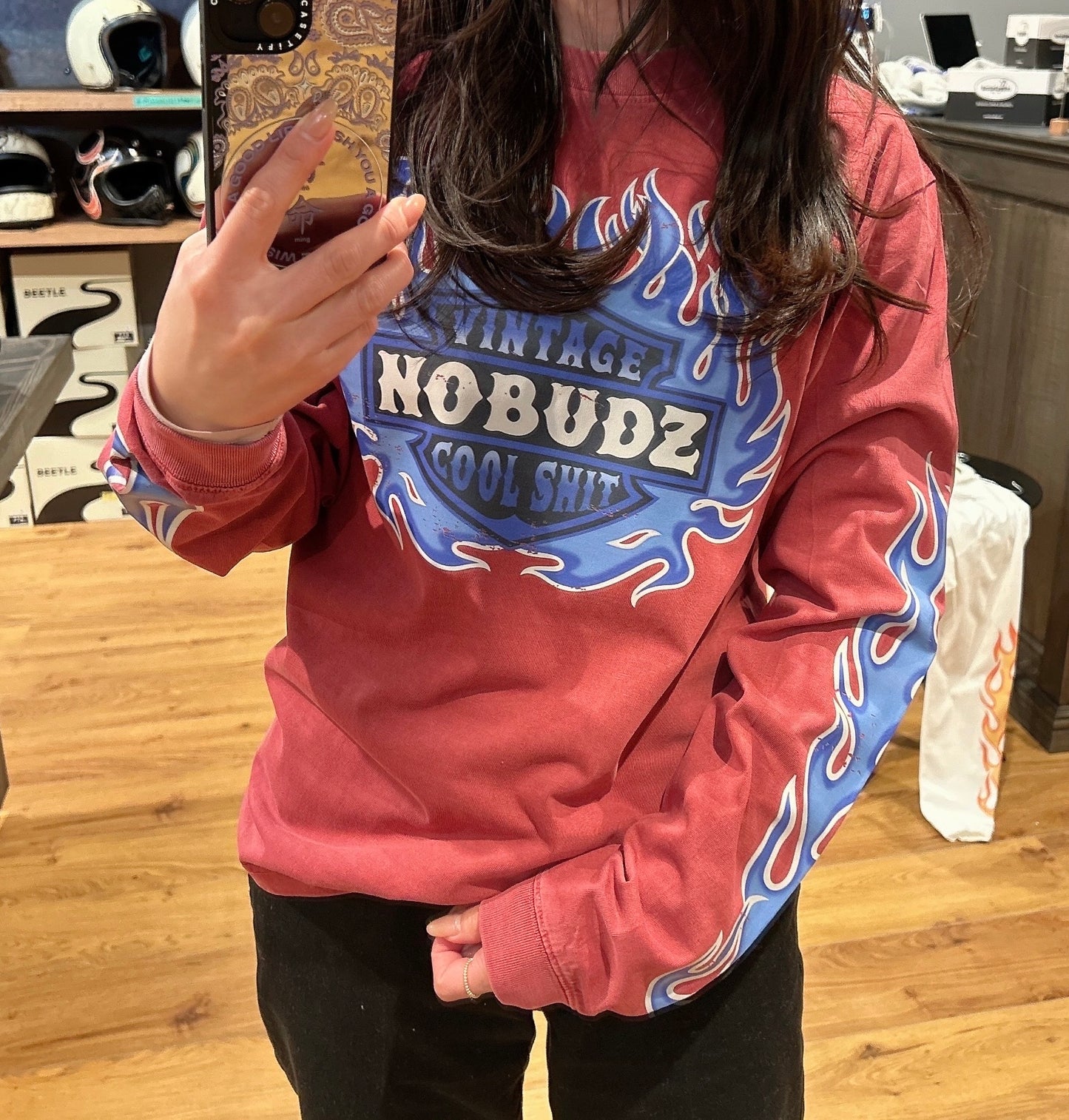 NOBUDZ TRIPLE FLAMES LONG SLEEVE TEE